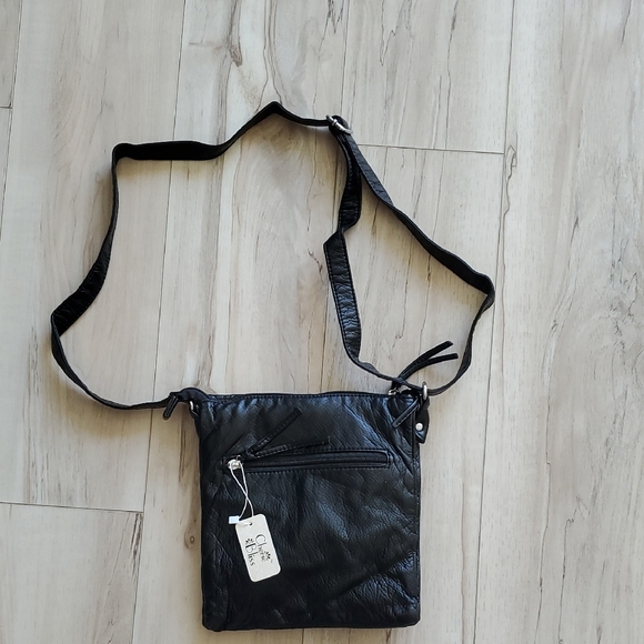 Black Faux Leather Crossbody Bag - Picture 2 of 15